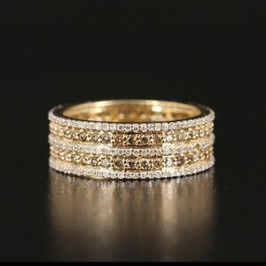14K Yellow Gold 1.50 CTW Fancy Yellow Natural Multi-Row Diamond Ring